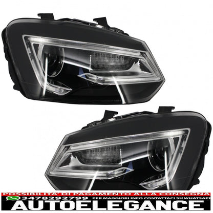 led xenon hid headlights suitable for vw polo 6r 6c 61 (2011-2017) Devil Eye Look light bar