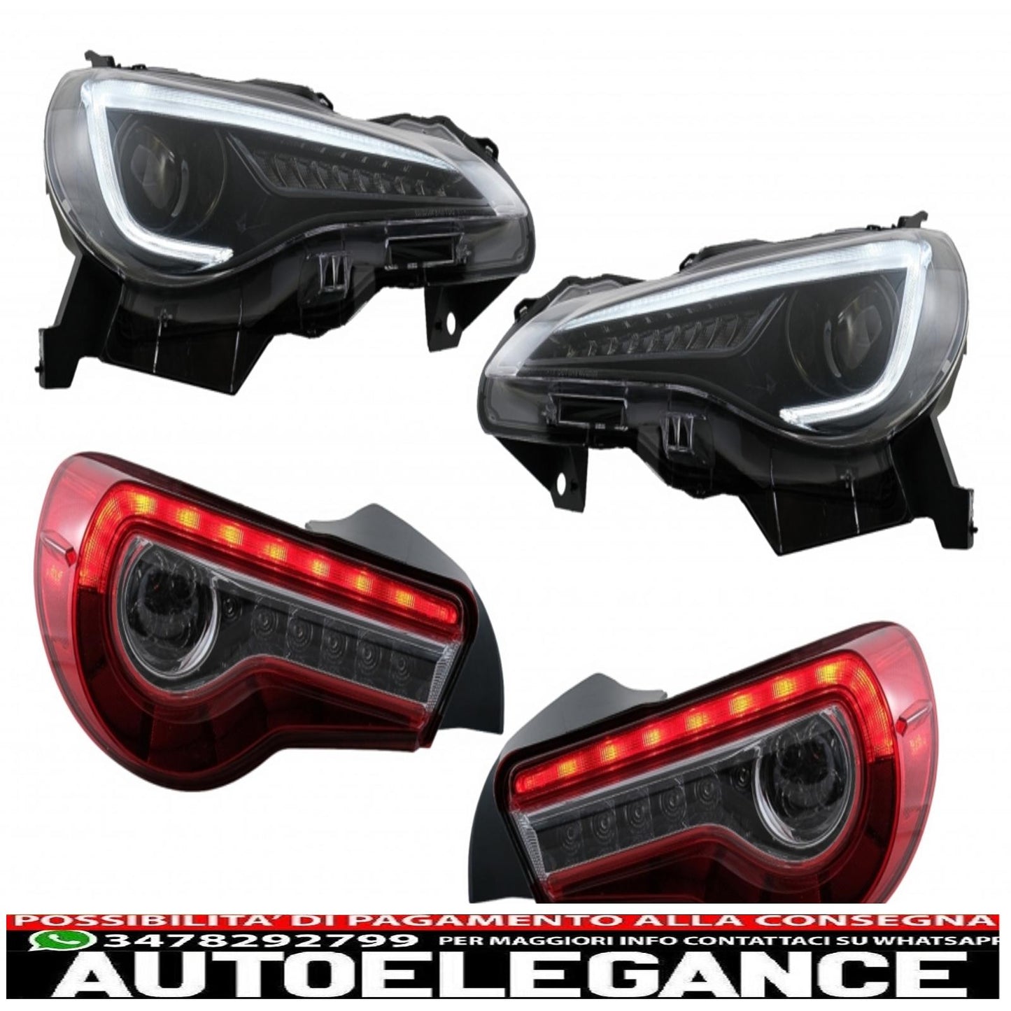 LED headlights with full LED rear light suitable for Toyota 86 (2012-2019) Subaru BRZ (2012-2018) Scion FR-S (2013-2016) with dynamic sequential direction indicators