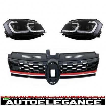 central grille without badge suitable for vw golf 7.5 vii facelift (2017-up) with led headlights dynamic sequential cornering lights gti design 