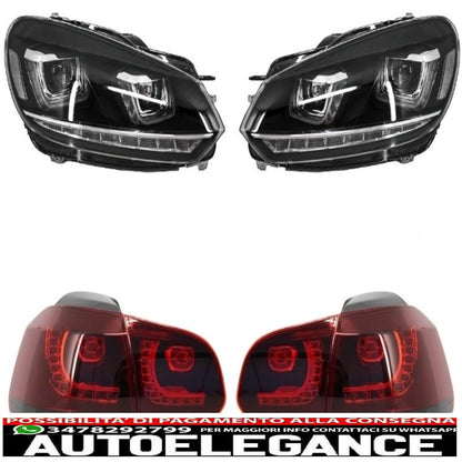 headlights suitable for vw golf 6 vi (2008-2013) golf 7 3d led drl u-design smooth turning light with full led rear lights r20