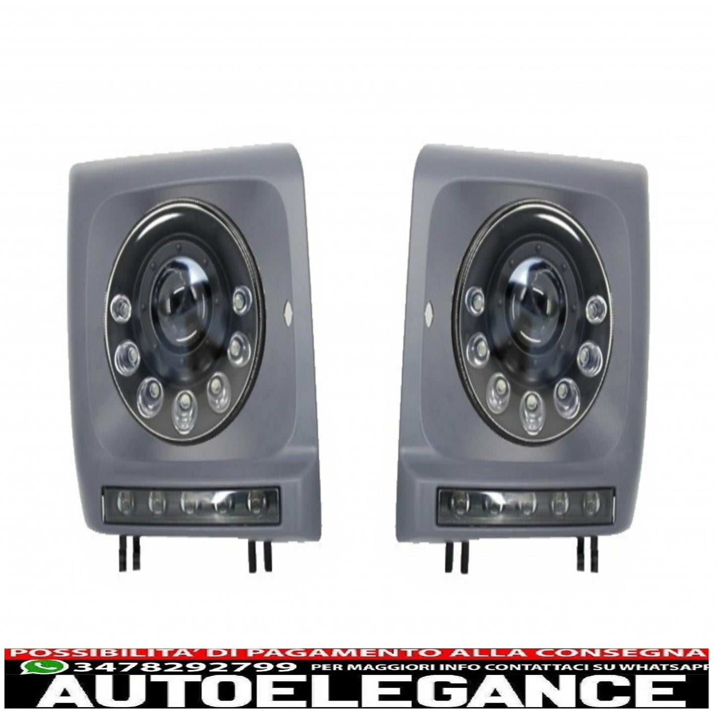 black led headlights bi-xenon look with drl covers suitable for mercedes g class w463 (1989-2012) 