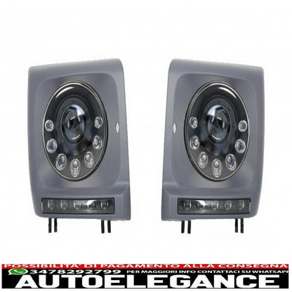 black led headlights bi-xenon look with drl covers suitable for mercedes g class w463 (1989-2012) 