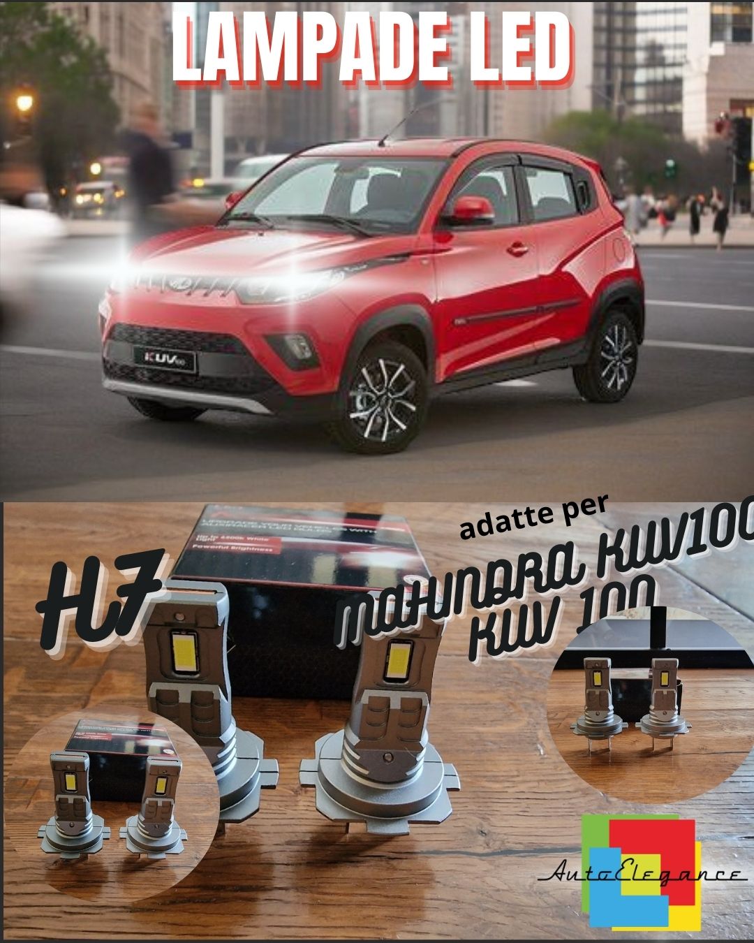KIT LED H7 MAHINDRA KUV100 KUV 100 6000K BIANCO 6000 LUMEN CANBUS ANABBAGLIANTI