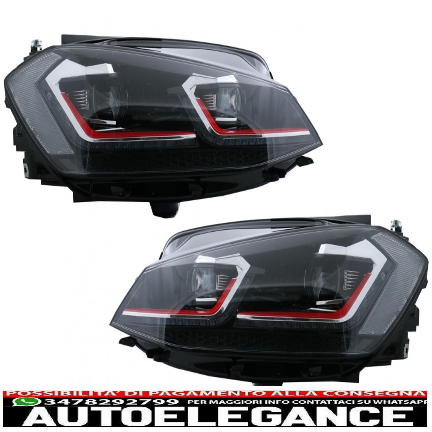 LED headlights suitable for vw golf 7.5 vii (2017-up) gti look with sequential dynamic cornering lights 