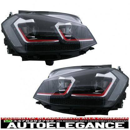 LED headlights suitable for vw golf 7.5 vii (2017-up) gti look with sequential dynamic cornering lights 
