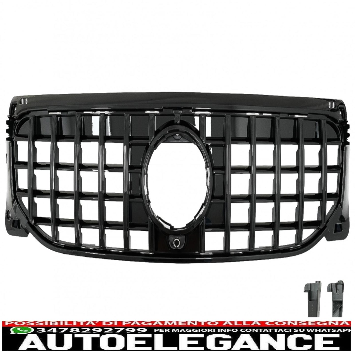 front grill suitable for mercedes glb class x247 (2019-up) gt-r panamericana design piano black 