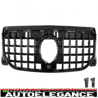 front grill suitable for mercedes glb class x247 (2019-up) gt-r panamericana design piano black 