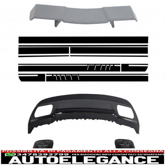 punte di scarico del diffusore dello spoiler del bagagliaio adatte per mercedes w176 classe a 2012+ a-design con decalcomanie laterali adesivo a-design edizione 1