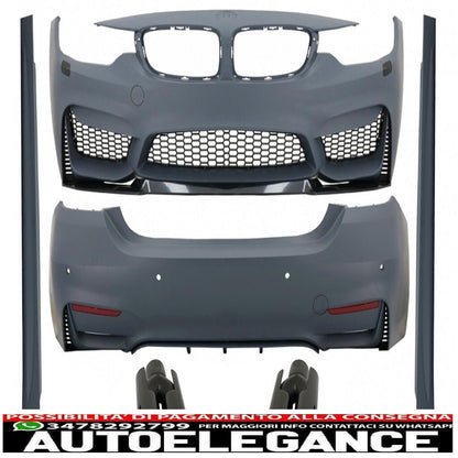 kit carrozzeria completo adatto per bmw serie 4 f32 coupé f33 cabrio (2013-2019) con terminali di scarico pianoforte nero design m4