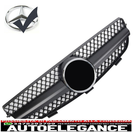 Sports radiator grille for Mercedes W209 CLK matt black 