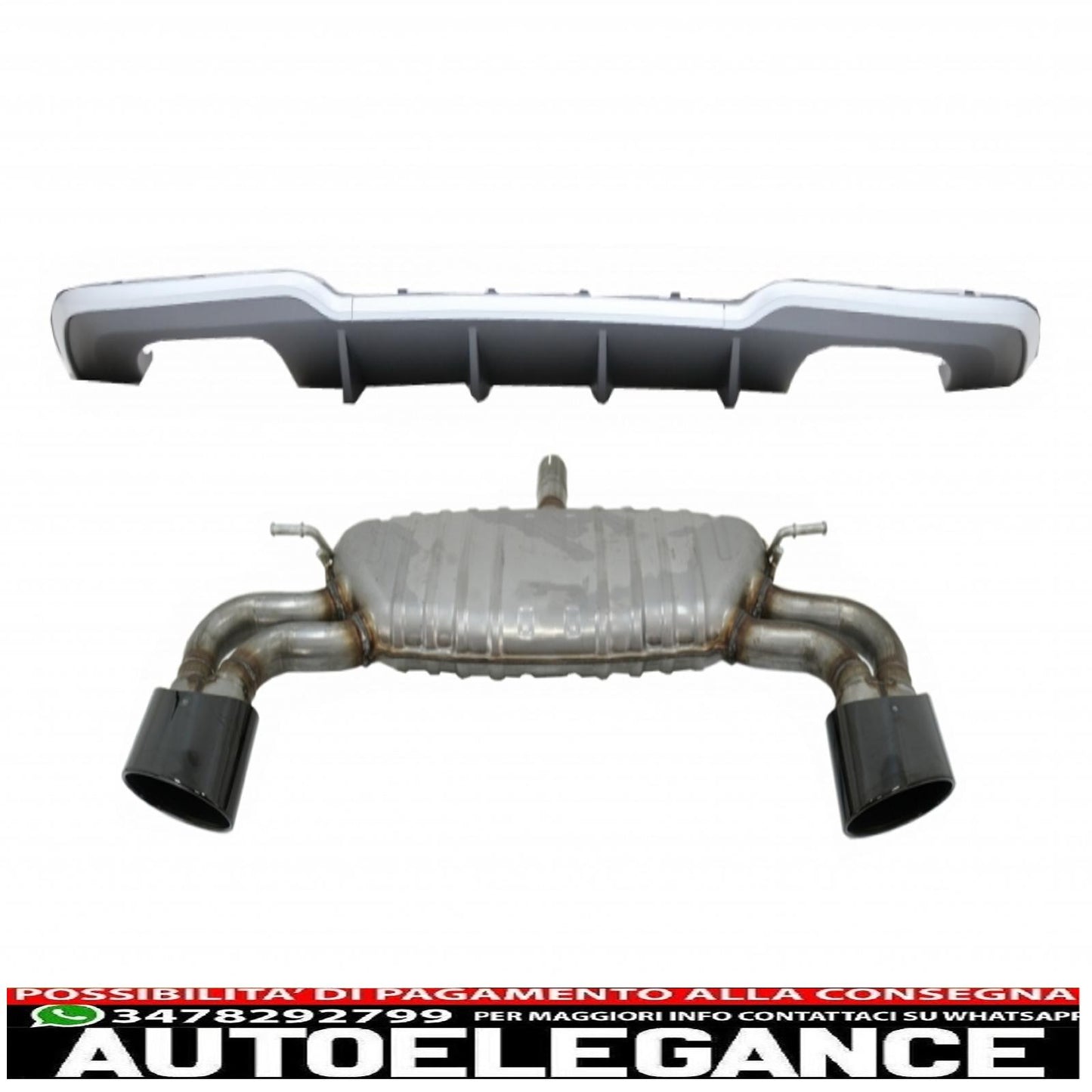 Diffusore mantovana paraurti posteriore con sistema di scarico adatto per a3 8v restyling hatchback sportback (2016-2019) paraurti s-line design s3