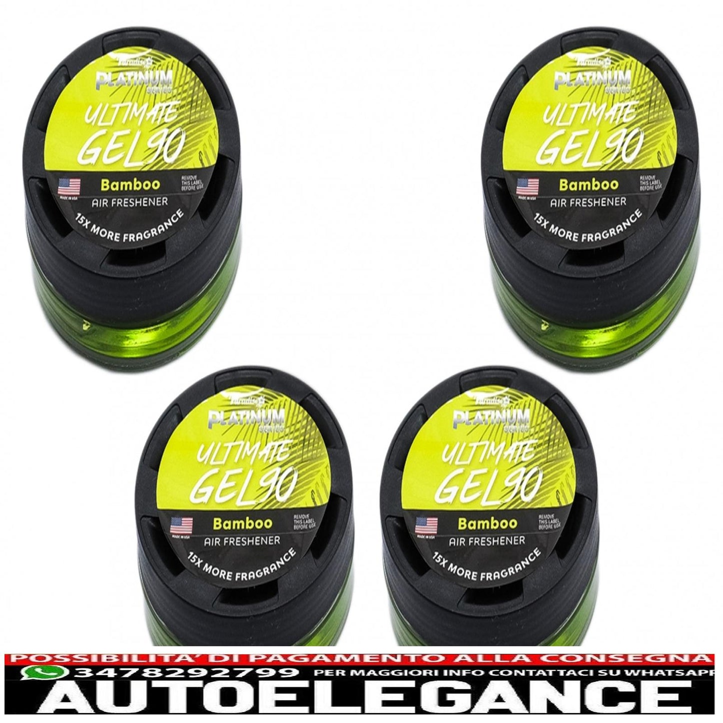 Paradise Fresh Air Ultimate Gel Air Freshener Platinum Series Eliminates Odors 4 Bamboo Jars 