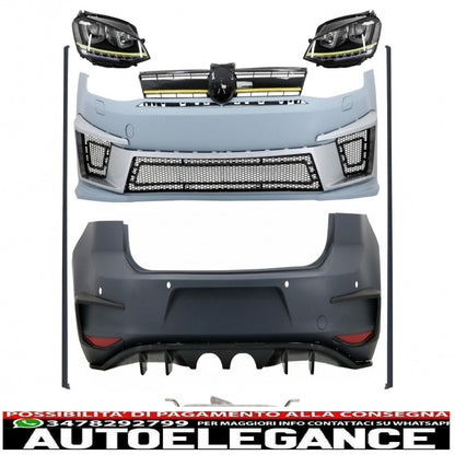 complete body kit suitable for vw golf 7 vii 5g1 (2012-2017) r400 design with full exhaust system and 3d led drl headlights dynamic sequential yellow flowing cornering lights 