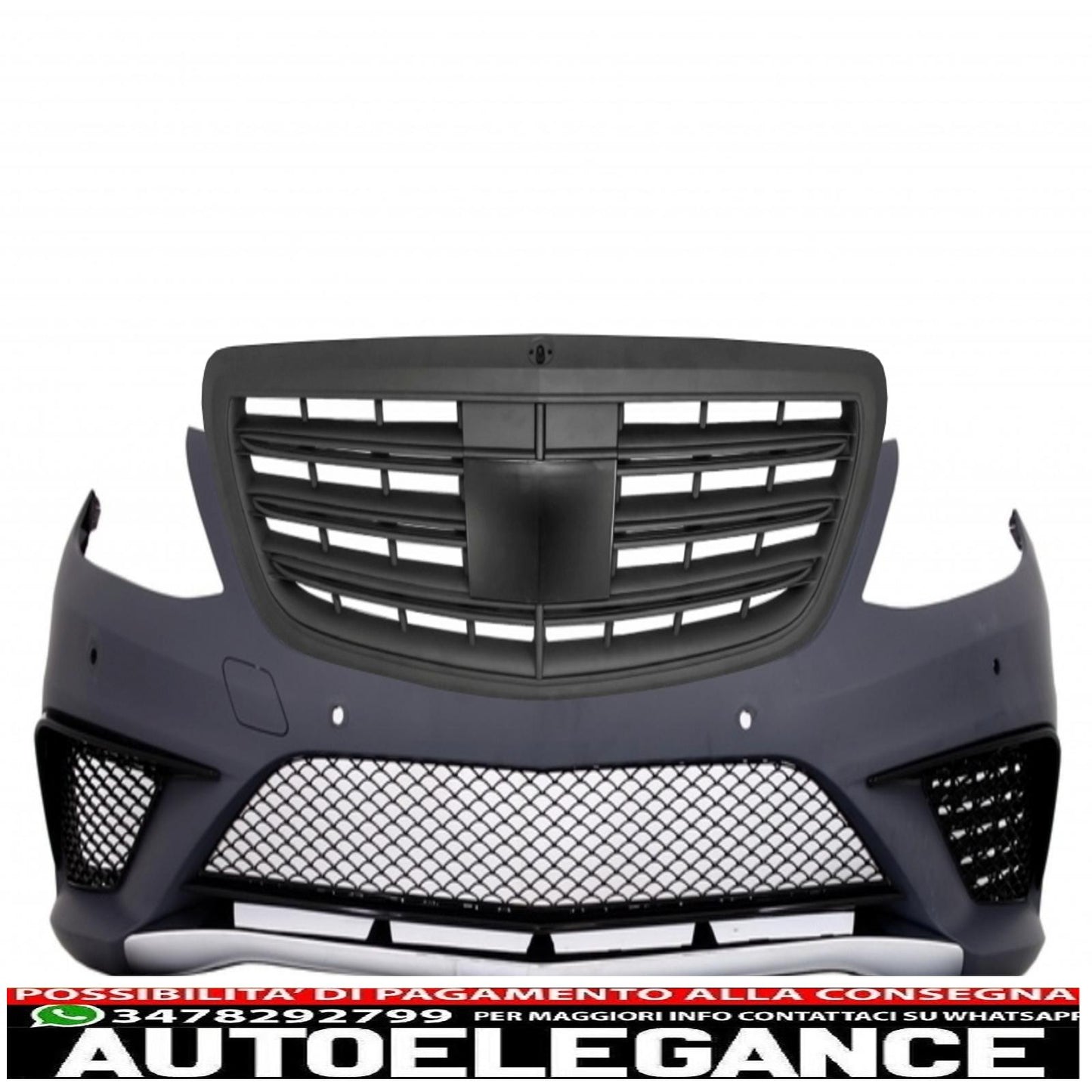 Front bumper suitable for mercedes s class w222 (2013-06.2017) pdc with black front grille design s63 