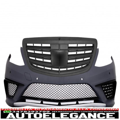 Front bumper suitable for mercedes s class w222 (2013-06.2017) pdc with black front grille design s63 