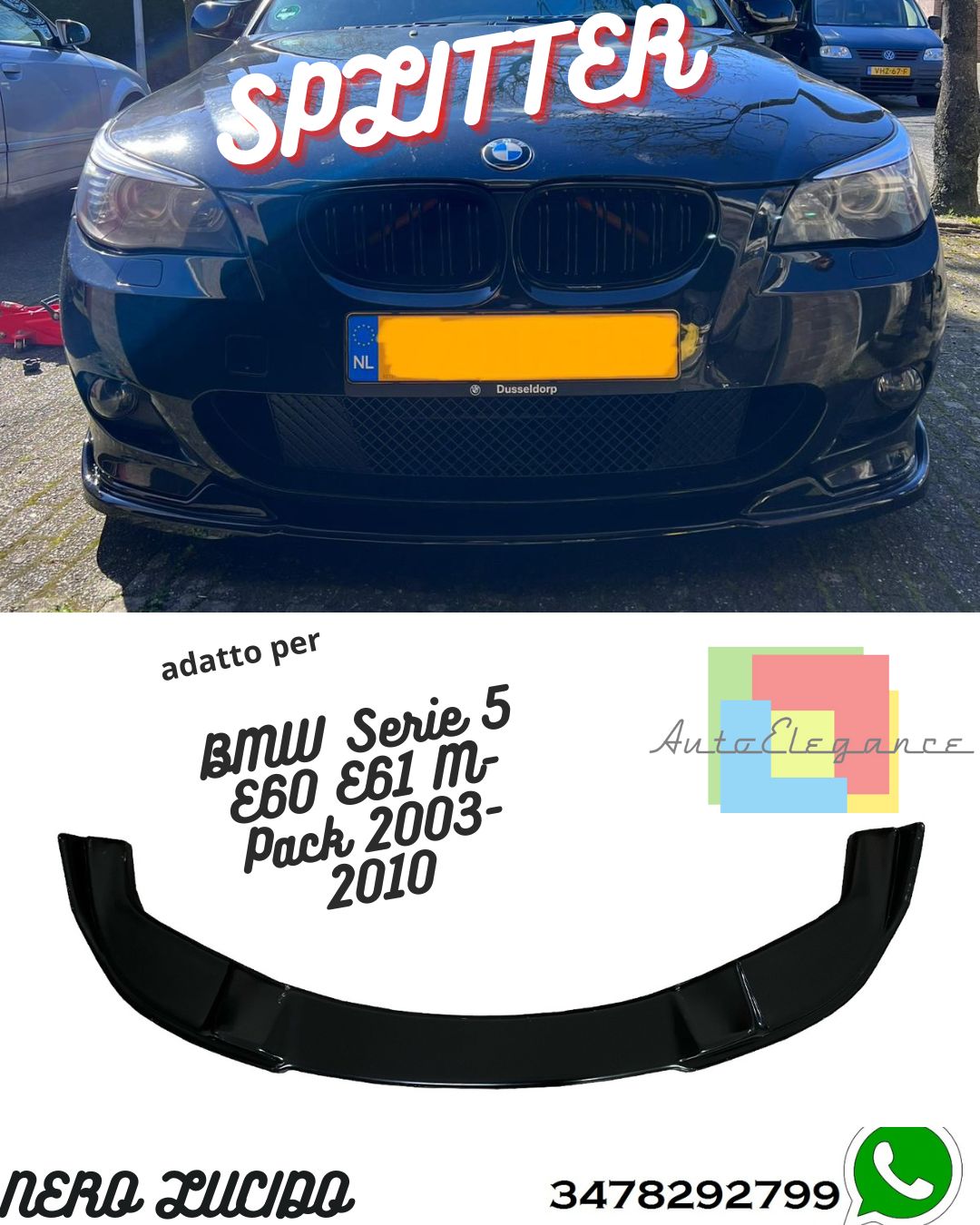 Splitter Anteriore BMW Serie 5 E60 E61 M-Pack 2003-2010 Con ABE TÜV