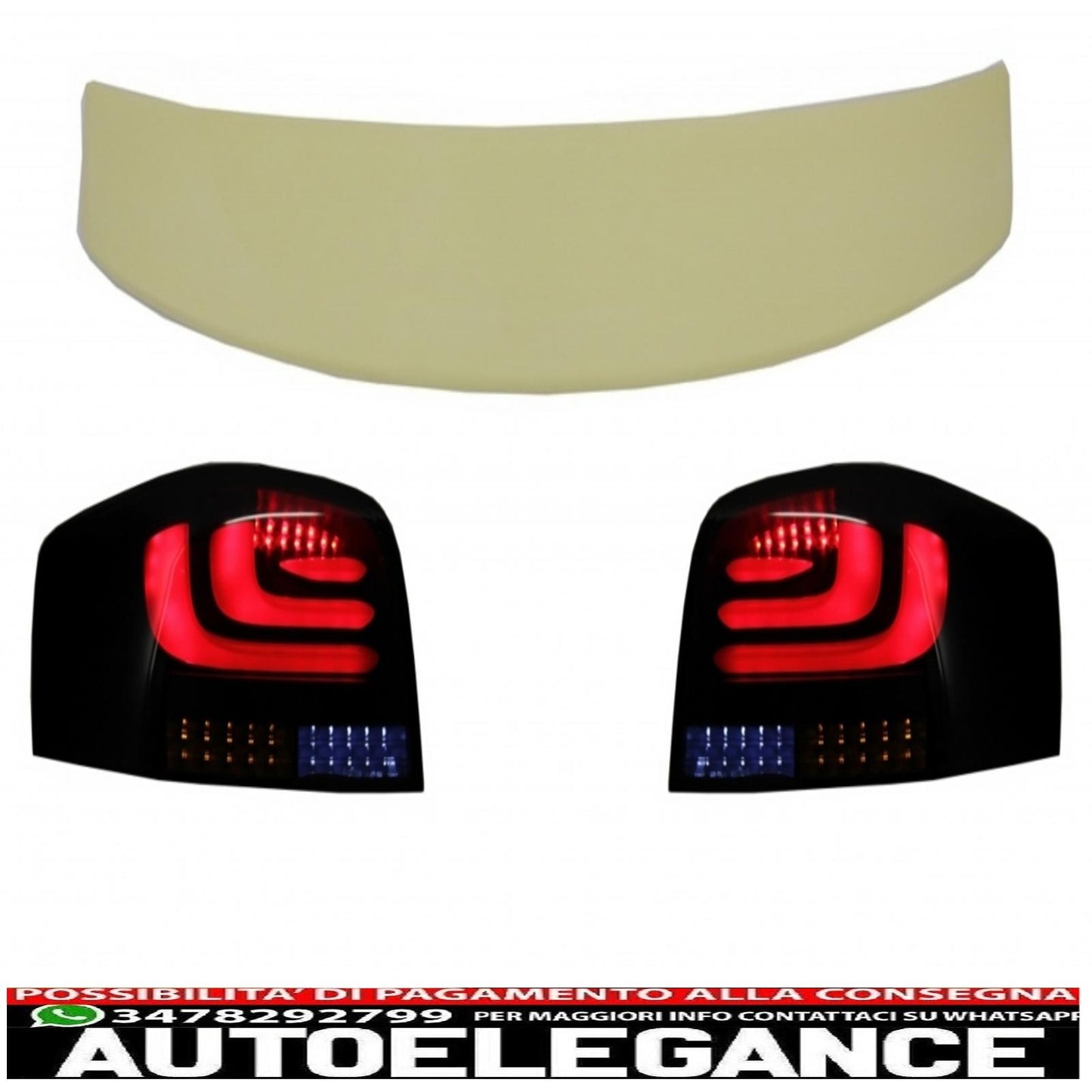 spoiler sul tetto adatto per audi a3 8p hatchback (2003-2008) con luci posteriori full led barra luminosa luci di svolta sequenziali dinamiche rs look 3 porte