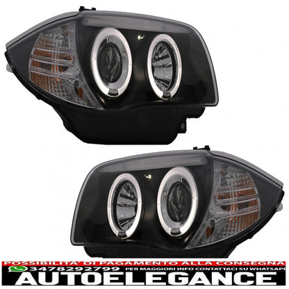 Angel eye headlights suitable for bmw 1 series e81 e82 e87 e88 (2004-2011) black 