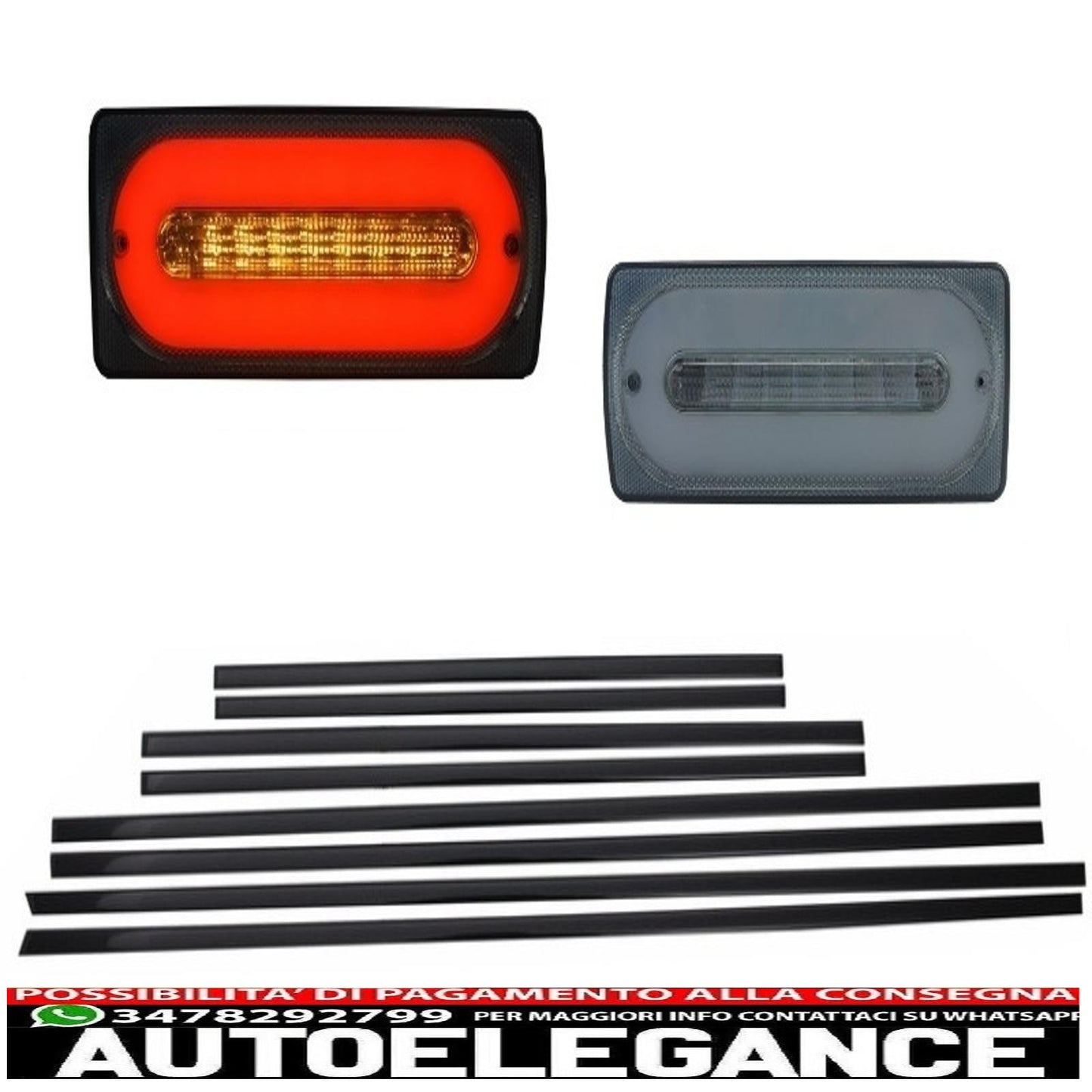 LED rear lights smoke light bar with black door moldings suitable for mercedes g class w463 (1989-2015) 