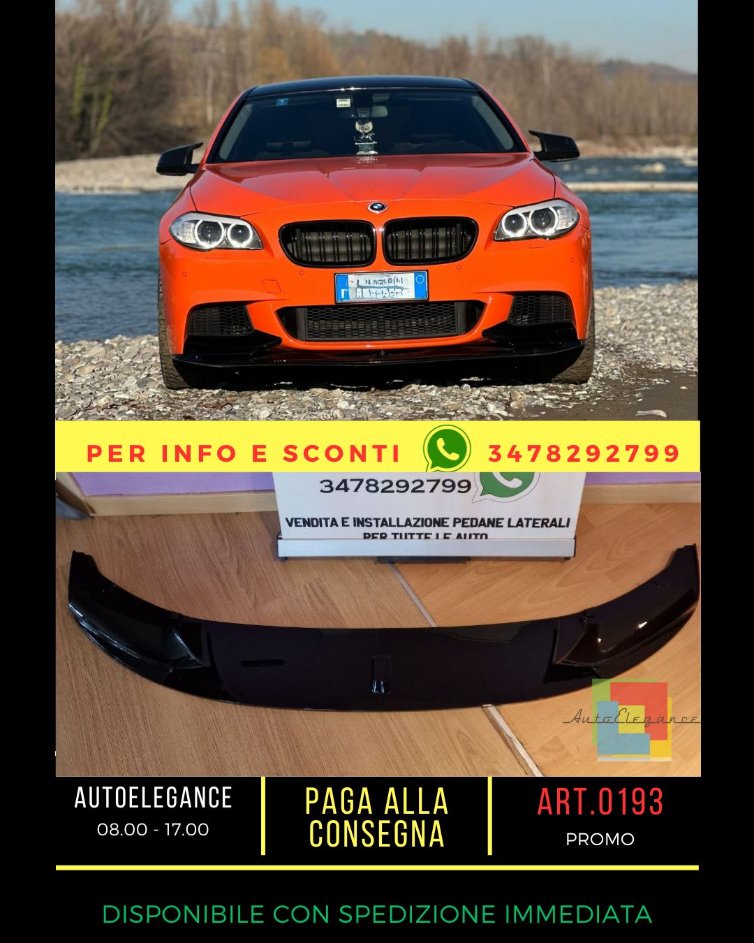 ⭐0667 SOTTO PARAURTI PER BMW SERIE 5 F10 F11 MSPORT NERO LUCIDO⭐