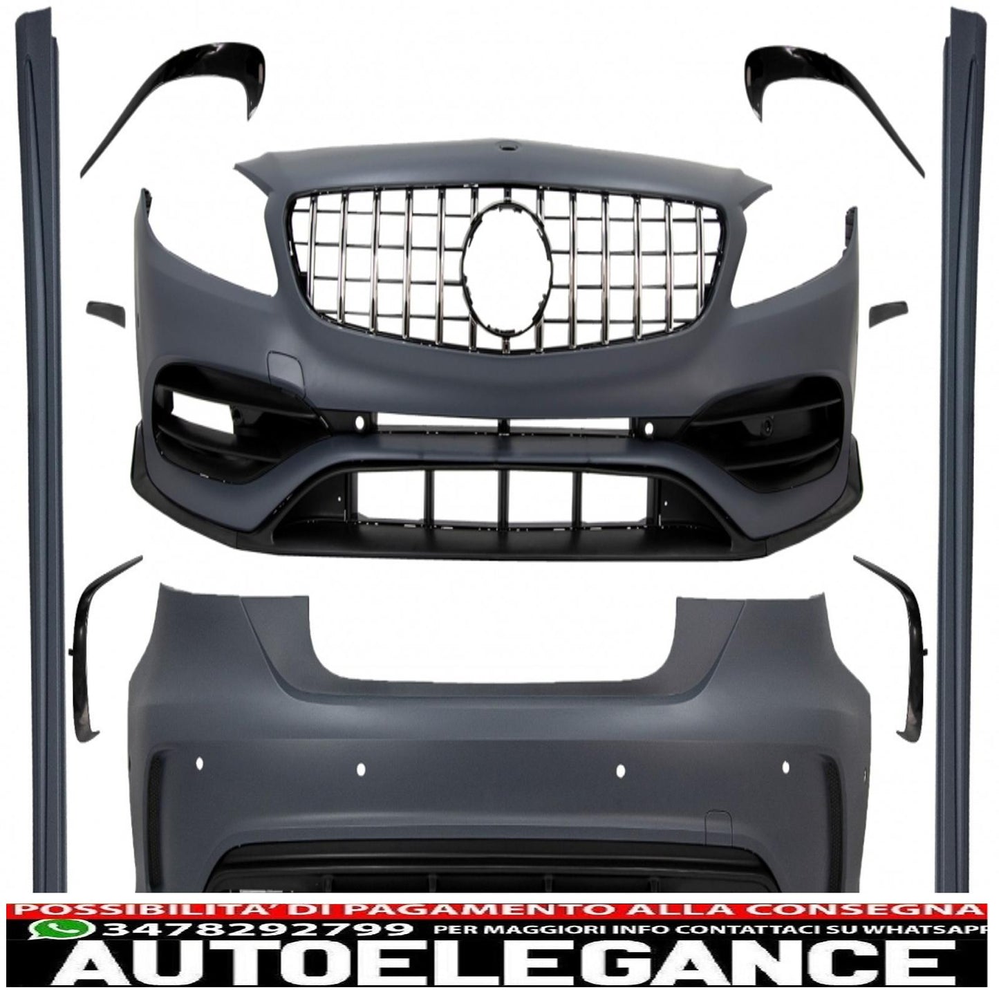 body kit with grille suitable for mercedes a-class w176 (2012-2018) restyling a45 design