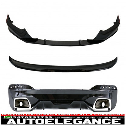 diffusore con terminali di scarico e spoiler anteriore, labbro e spoiler per bagagliaio, adatto per BMW Serie 5 G30 Limousine (2017-up) 540 m, look performante, nero pianoforte.