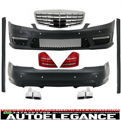 complete body kit suitable for mercedes-benz s-class w221 exhaust tips and led rear lights 2005-2011 (lwb) a-design