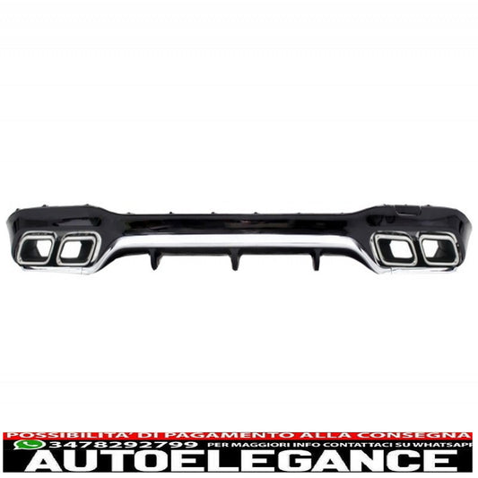 diffusore d'aria per paraurti posteriore con terminali di scarico edizione cromata adatto per mercedes classe e w213 amg line (2016-2019) design e63