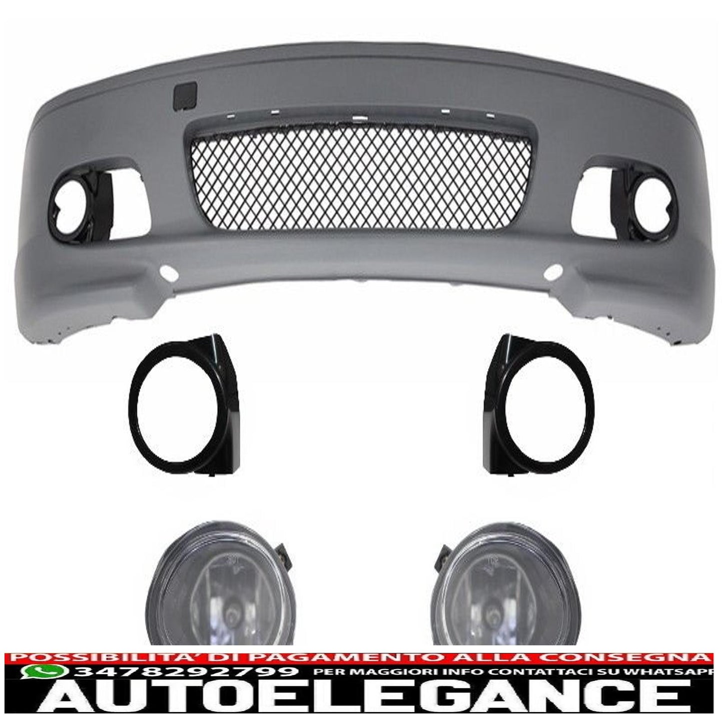 front bumper suitable for bmw 3 series e46 coupe cabrio (1999-2007) m-tech m-technik m-sport ii design with fog lights