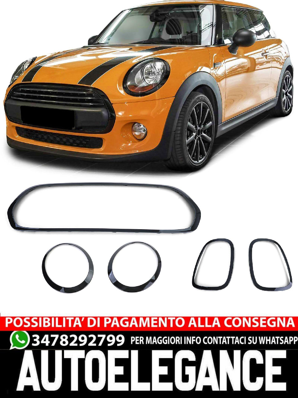 Cornice griglia fanali posteriori nera lucida compatibile per Mini F55 F56 F57 2014-2018