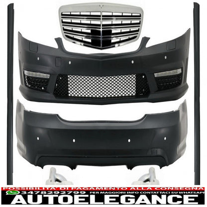 kit carrozzeria completo adatto per mercedes classe s w221 lwb (2005-2011) griglia anteriore minigonne laterali terminali di scarico