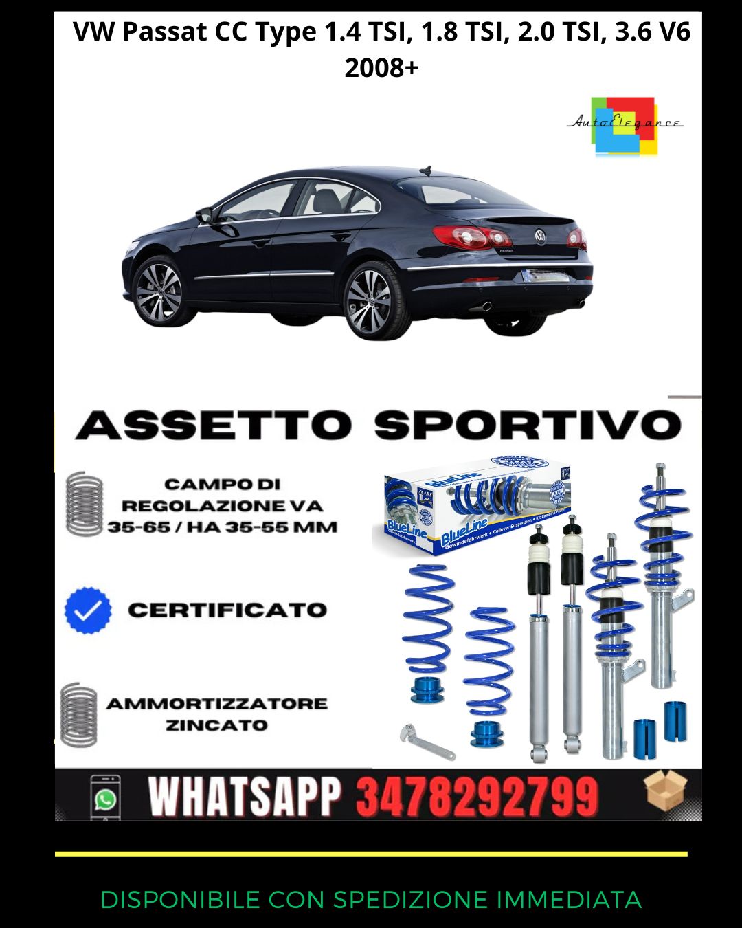 🔥Assetto sportivo PER VW Passat CC 1.4 TSI, 1.8 TSI, 2.0 TSI 2008+🔥