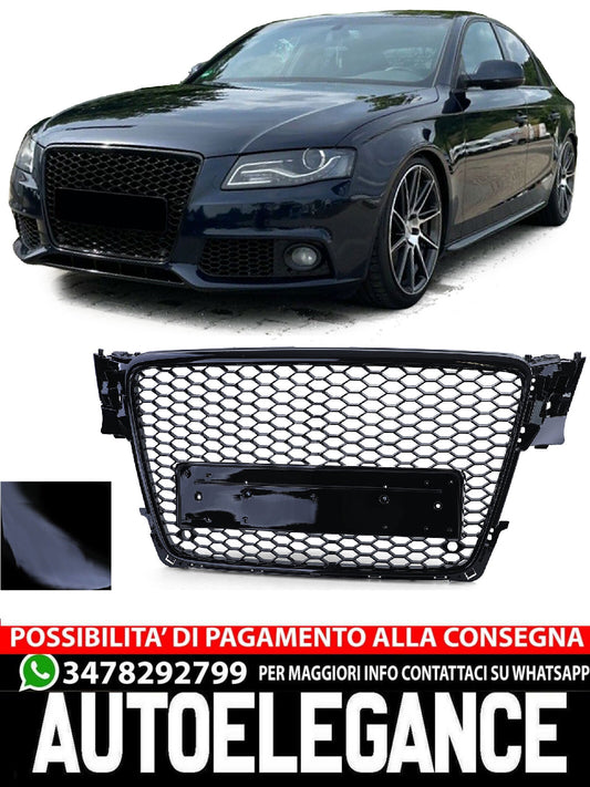 Griglia Sportiva A Nido D'ape Senza Emblema Nero Lucido Per Audi A4 B8 8K 07-11