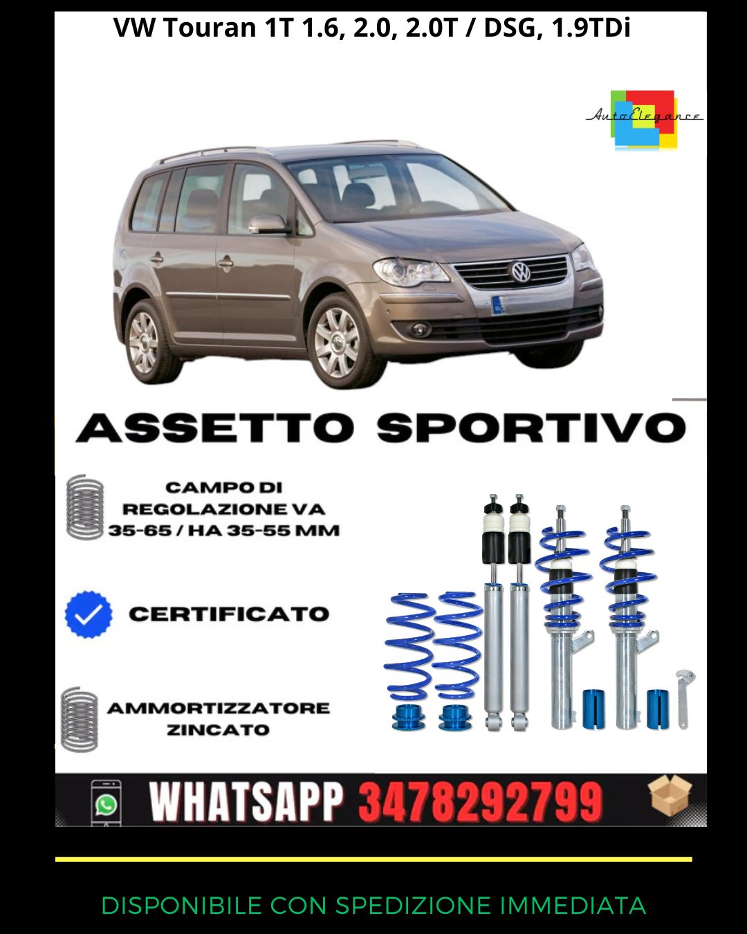 🔥Assetto sportivo ADATTO PER VW Touran 1T 1.6, 2.0, 2.0T / DSG, 1.9TDi  🔥
