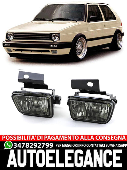 Fari fendinebbia in vetro trasparente fumé nero aftermarket compatibile con VW Golf 2 Jetta 2 83-92