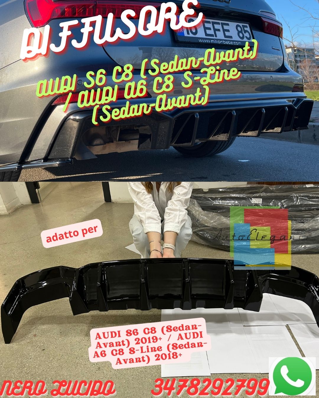 ✨✨DIFFUSORE ADATTO PER AUDI S6 C8 (Sedan-Avant) 2019+/ AUDI A6 C8 S-Line✨✨