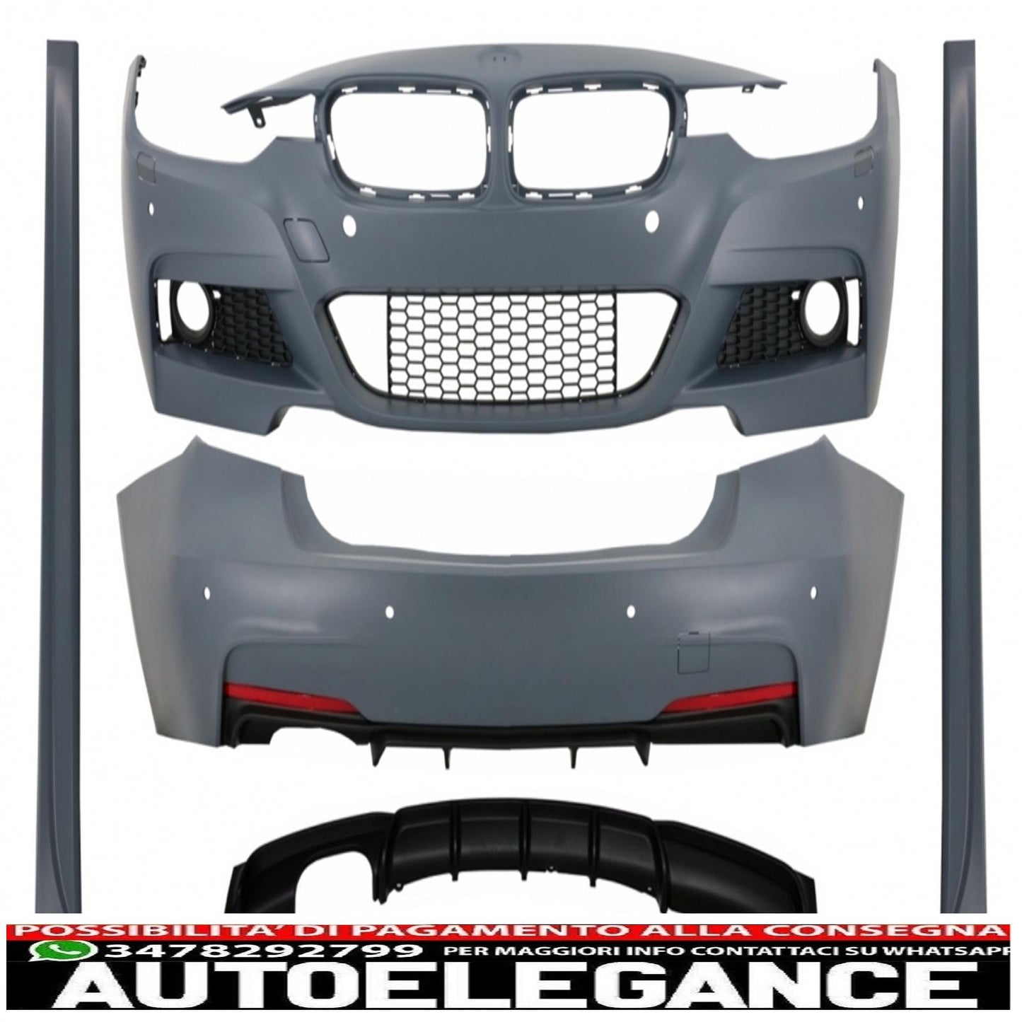 kit carrozzeria completo con diffusore uscita sinistra adatto per bmw serie 3 f30 (2011-2019) design m-performance