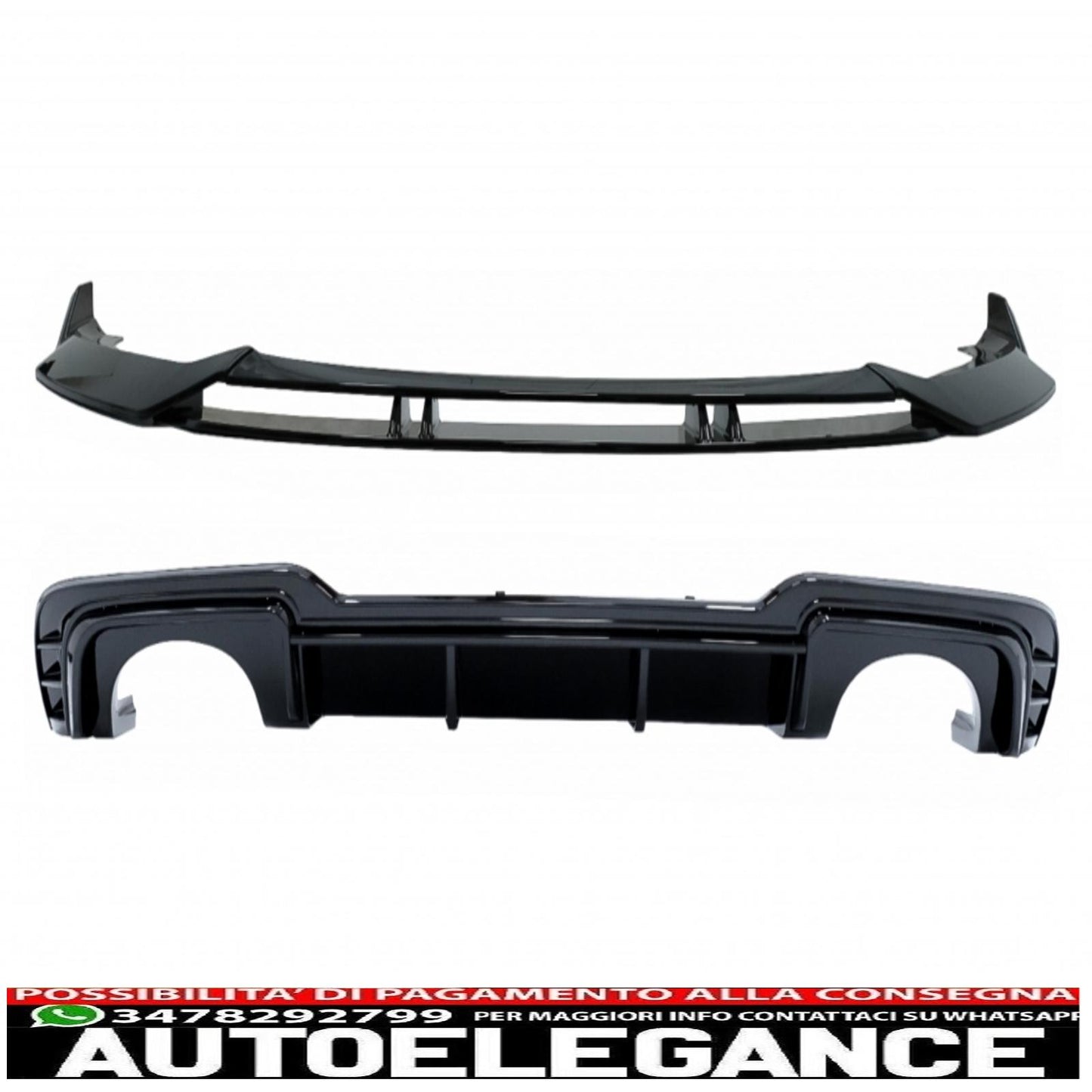 Rear Bumper Diffuser Valance Suitable for Audi A3 8V Facelift (2017-2019) with Front Bumper Spoiler Additional Hatchback Sportback RS3 Only S-Line Bumper Design Piano Black