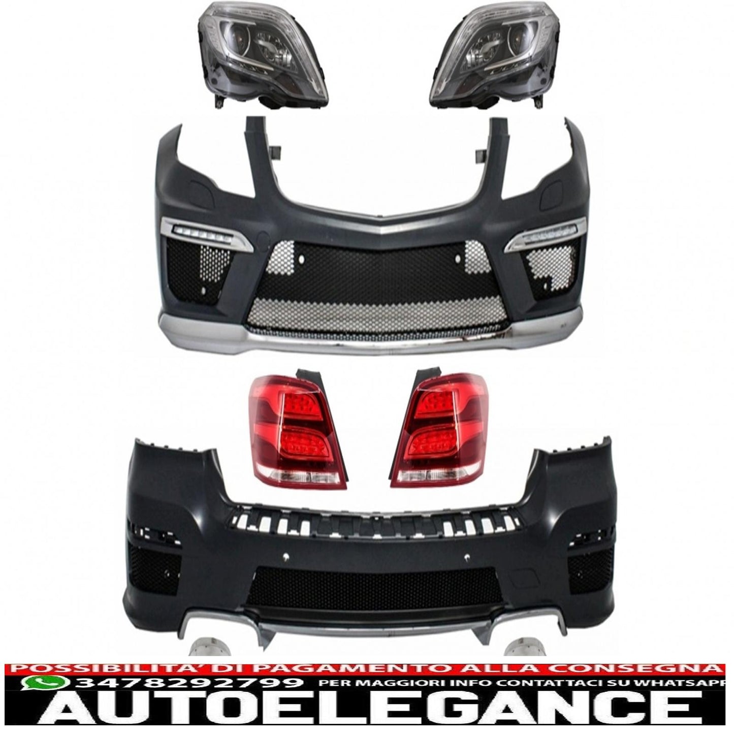 Complete conversion retrofit body kit suitable for mercedes glk x204 (2013-2015) restyling design with led drl headlights and led rear lights 