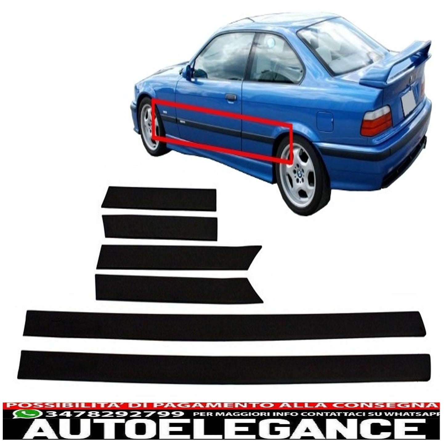 door moldings suitable for bmw e36 3 series coupe cabrio (1992-1998) m3 design