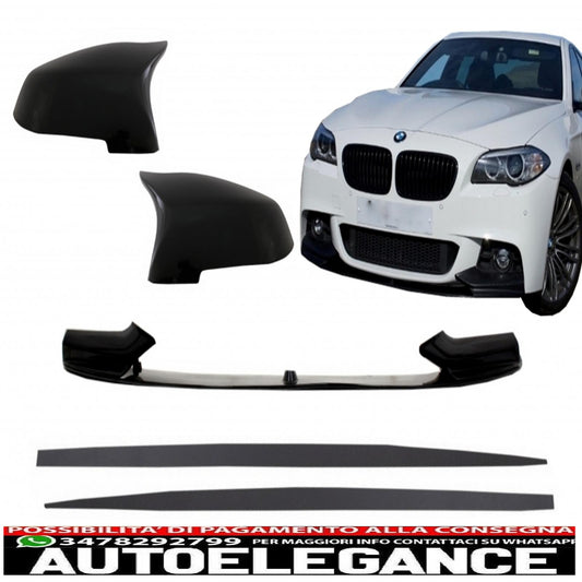 Labbro spoiler paraurti anteriore con coperture specchietti e minigonne laterali estensioni labbra aggiuntive adatte per BMW Serie 5 F10 F11 Sedan Touring (2015-2017) Design M-Performance