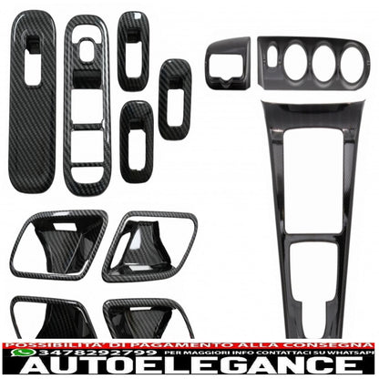 copertura interna del pulsante dell'interruttore del vetro del finestrino dell'auto con coperchio della porta, ciotola della maniglia e console, cruscotto e cornice del faro dell'auto, adatto per Mercedes A W177 V177 (2018+), pellicola in carbonio. AUTOELEGANCERICAMBI