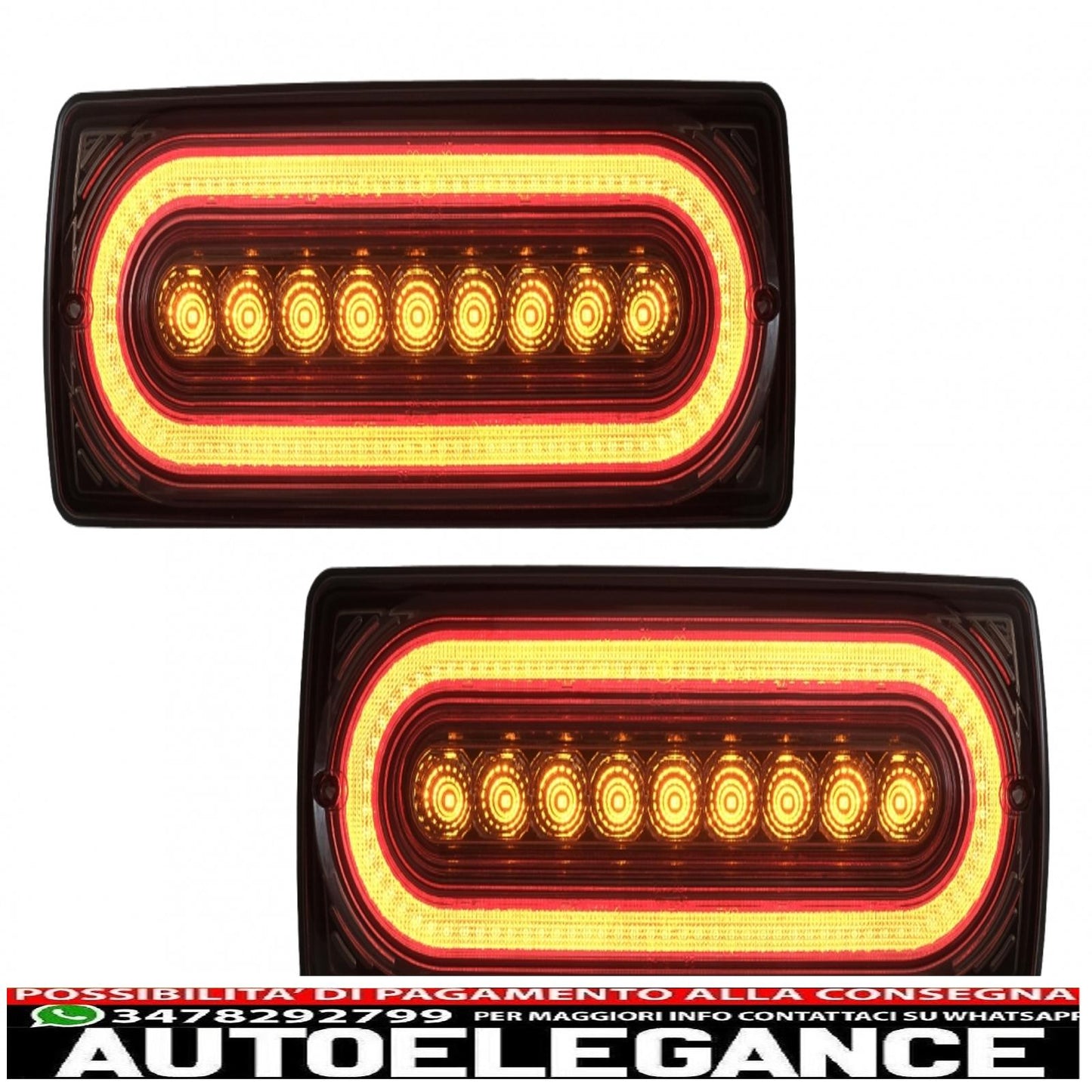 fanali posteriori full led adatti per mercedes classe g w463 (1989-2017) con indicatori di direzione sequenziali dinamici fumo