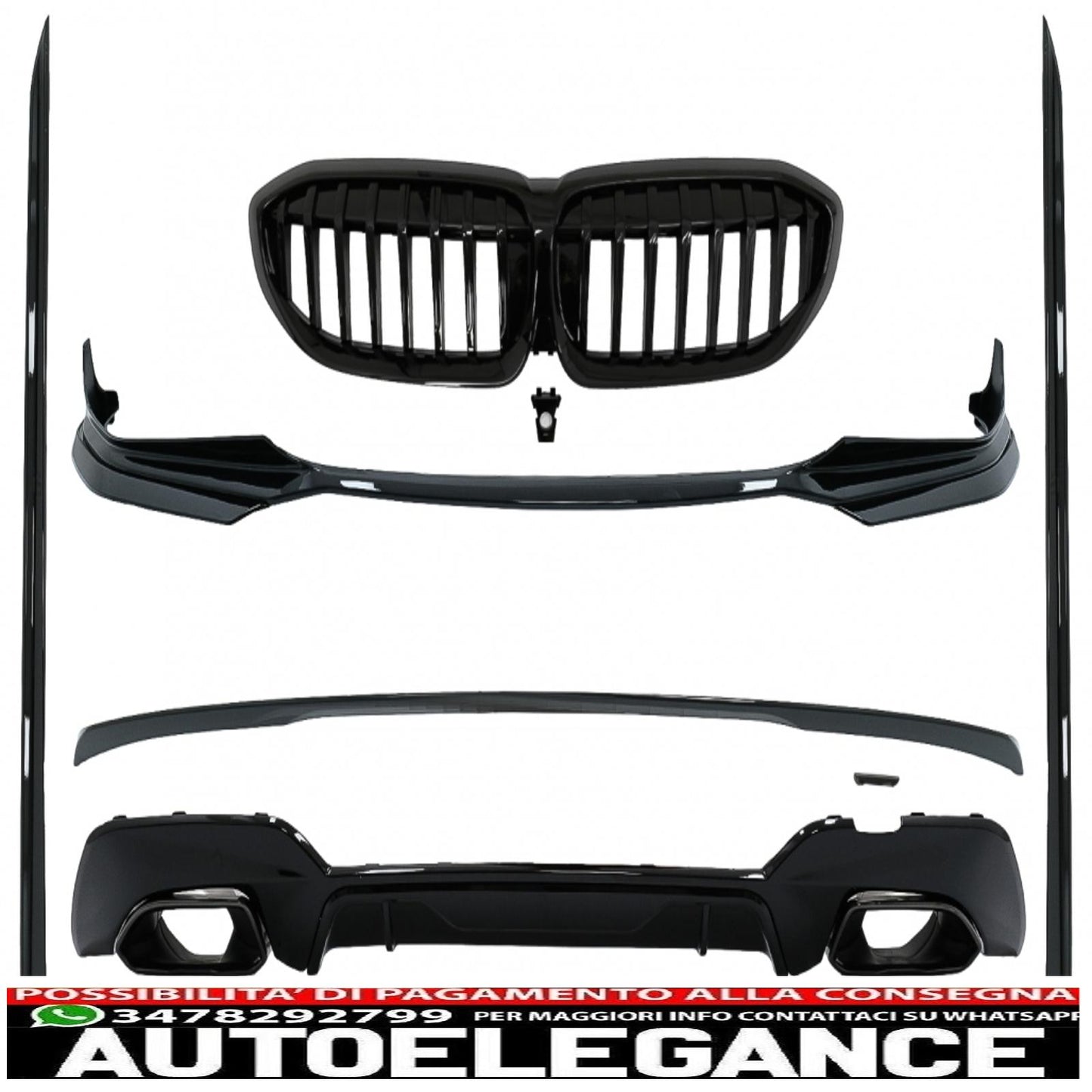 Complete body kit, extensions suitable for BMW 3 Series G20 Sedan G21 Touring (2018-up) M340i Design Black Tips
