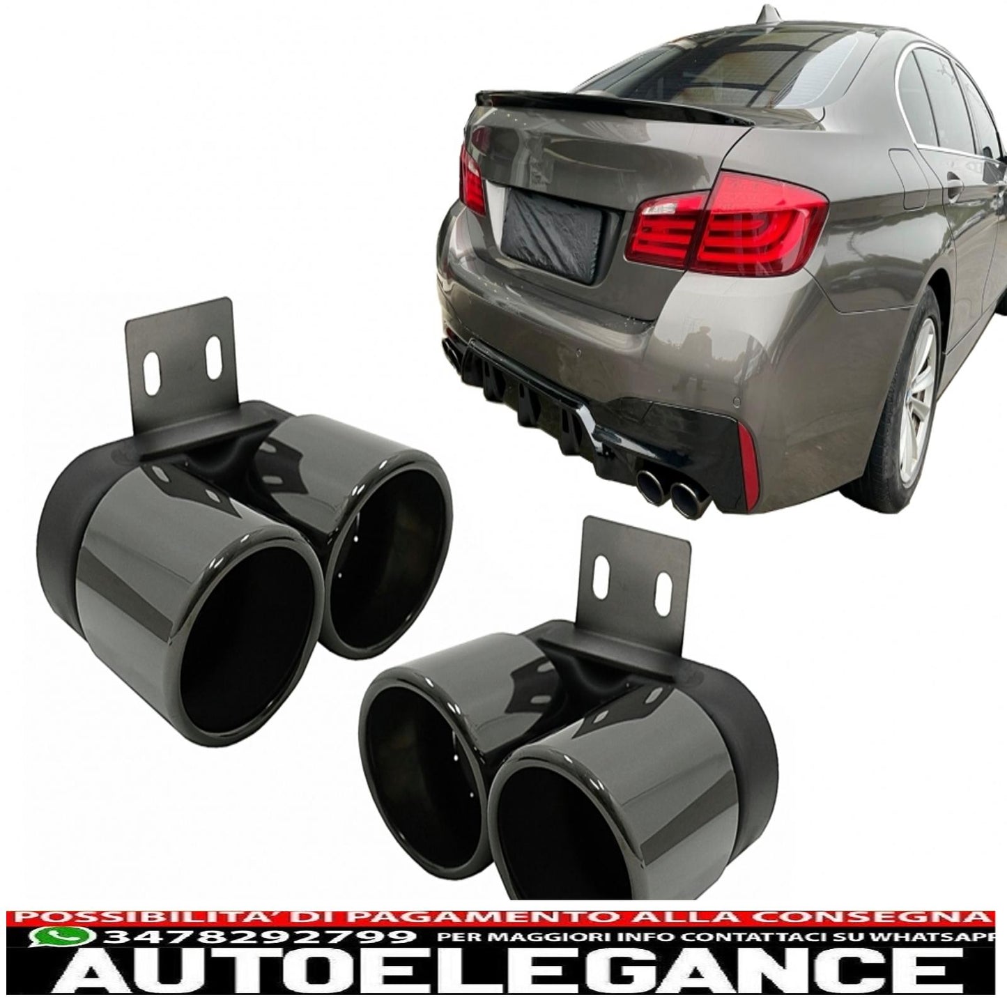 Punte marmitta di scarico adatte per bmw serie 5 f10 f11 (2011-2017) m5 lci design nero