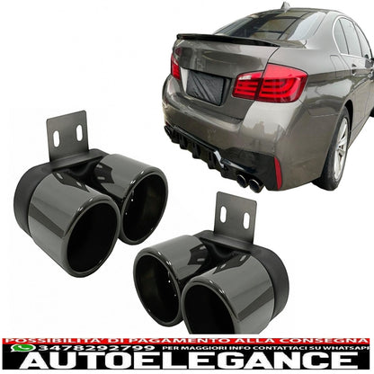 Punte marmitta di scarico adatte per bmw serie 5 f10 f11 (2011-2017) m5 lci design nero