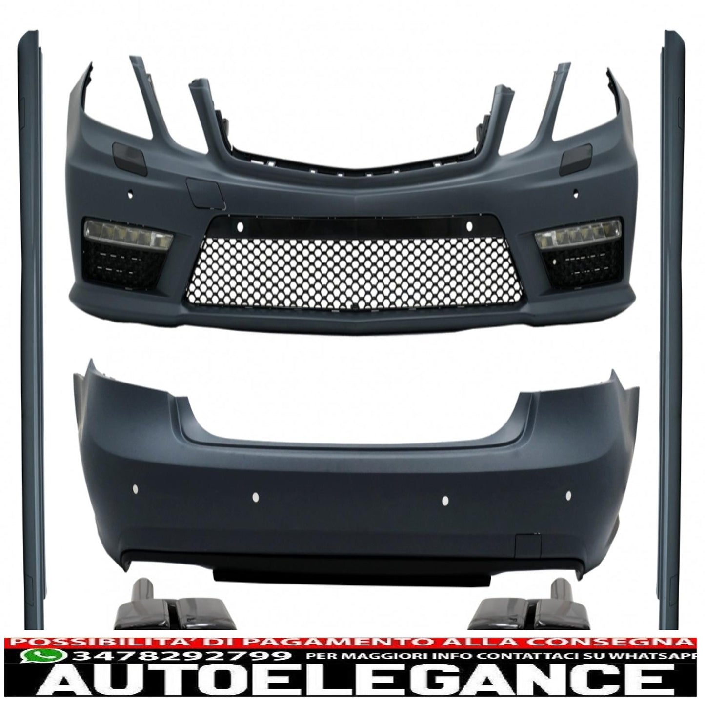 complete body kit suitable for mercedes e class w212 (2009-2013) e63 look with black edition exhaust tips 