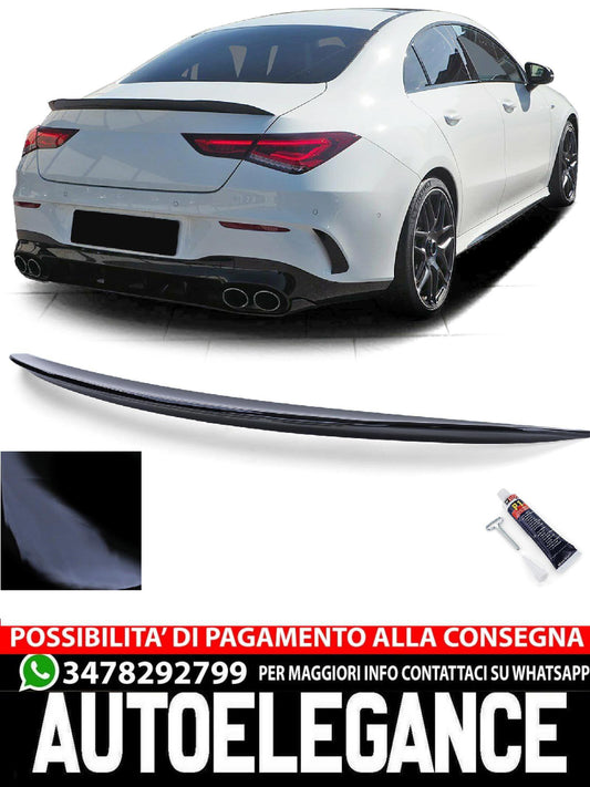 Aftermarket Gloss Black Sport Rear Spoiler Lip Compatible with Mercedes CLA C118 from 19 