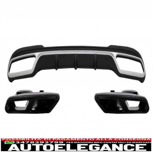 diffusore posteriore con terminali di scarico neri adatto per mercedes classe e w212 s212 facelift (2013-2016) solo paraurti pacchetto sportivo