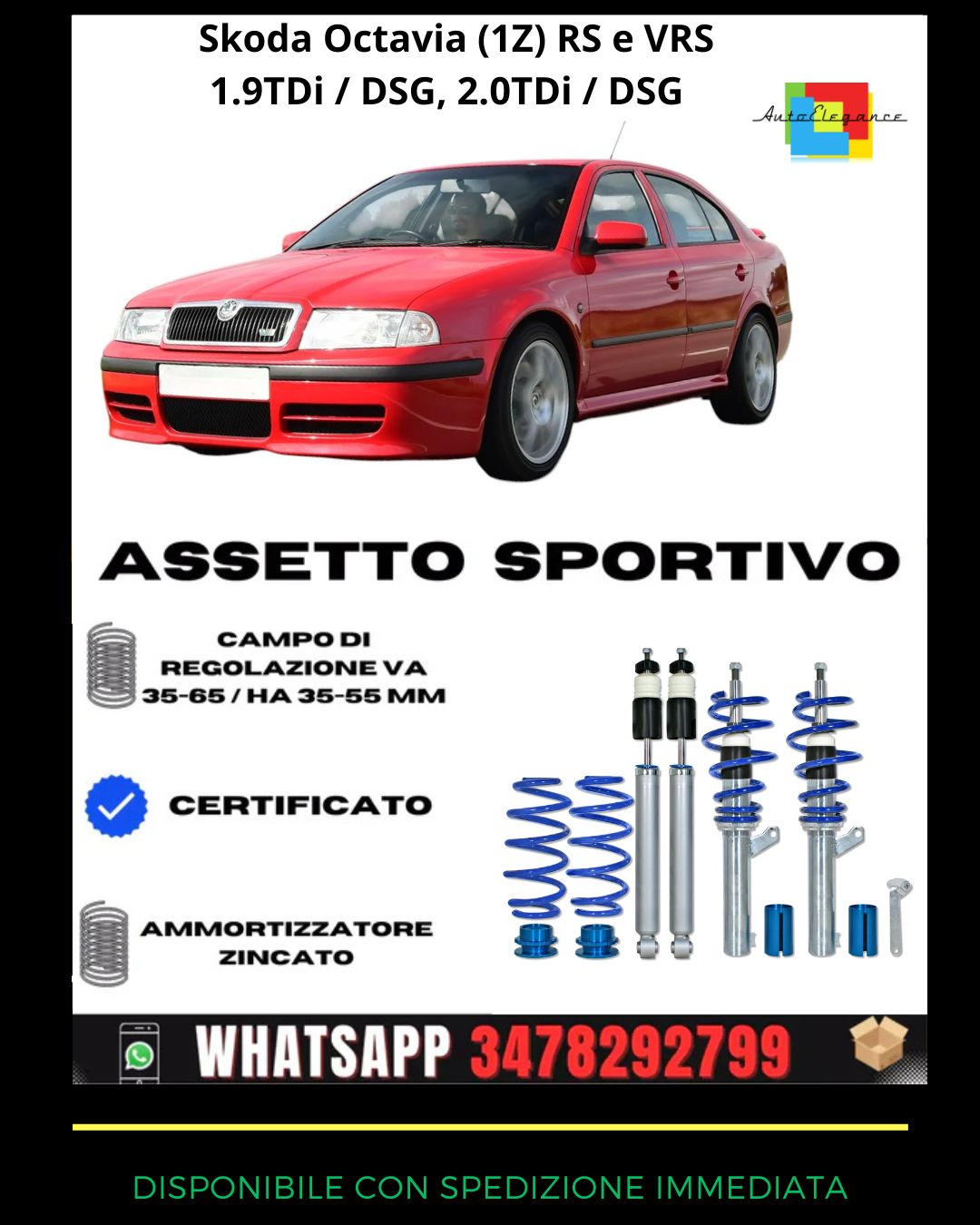 🔥Assetto sportivo adatto per Skoda Octavia (1Z) RS e VRS 1.9TDi / DSG, 2.0TDi🔥